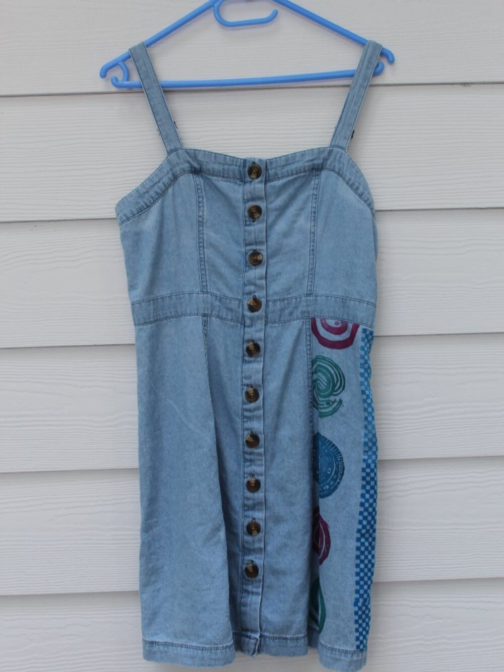 Custom/Upcycled American Eagle Light Wash Denim Button-Down Sundress - Size M